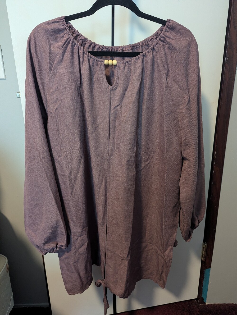 NWOT SHEIN Mauve Long Sleeve Peasant Tunic with Bead Detail
